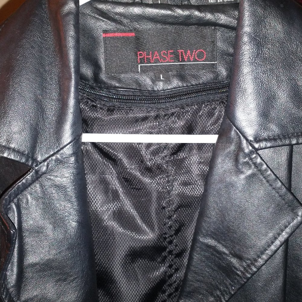 Phase Two Black Leather Jacket..... Euc - image 4